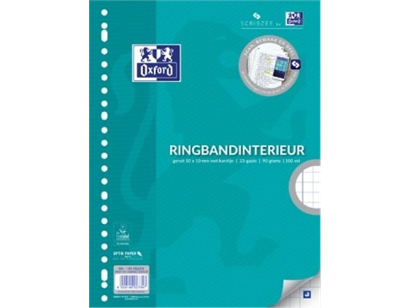 Een Oxford ringbandinterieur voor ft A4, 23-gaatsperforatie, met kantlijn, 200 bladzijden, geruit 10 mm koop je bij Muys Kantoor & Kado