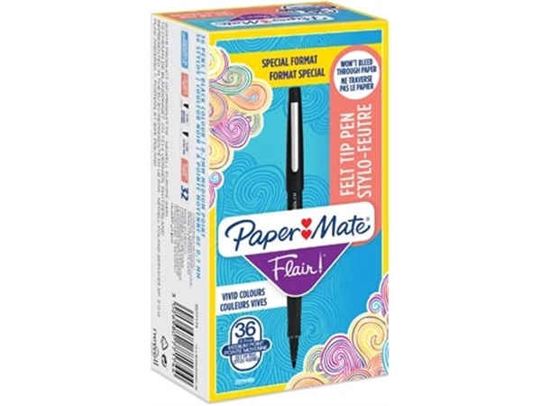 Een Paper Mate fineliner Flair Original, value pack van 36 stuks (30 + 6 gratis), zwart koop je bij Muys Kantoor & Kado