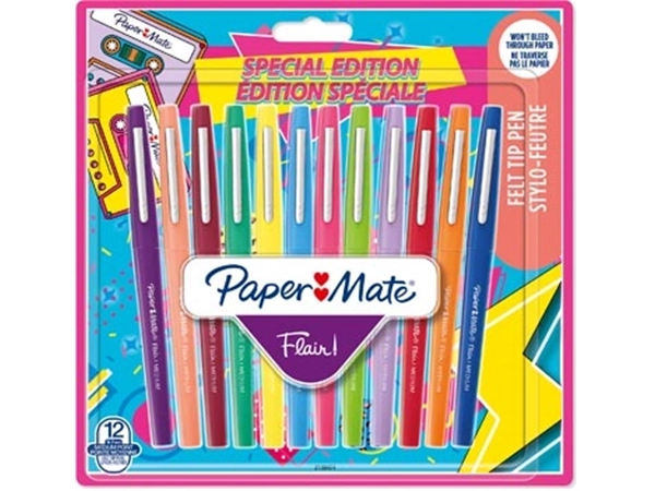 Een Paper Mate viltstift Flair Retro, blister van 12 stuks koop je bij Muys Kantoor & Kado