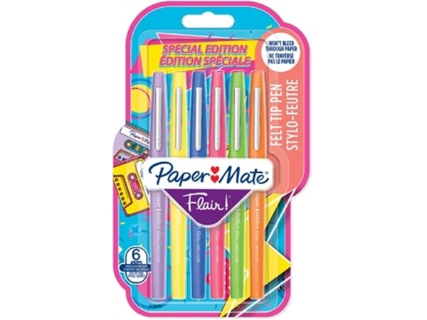 Een Paper Mate viltstift Flair Retro, blister van 6 stuks koop je bij Muys Kantoor & Kado