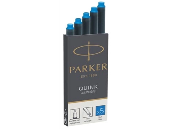 Een Parker Quink inktpatronen koningsblauw, doos met 5 stuks koop je bij Muys Kantoor & Kado