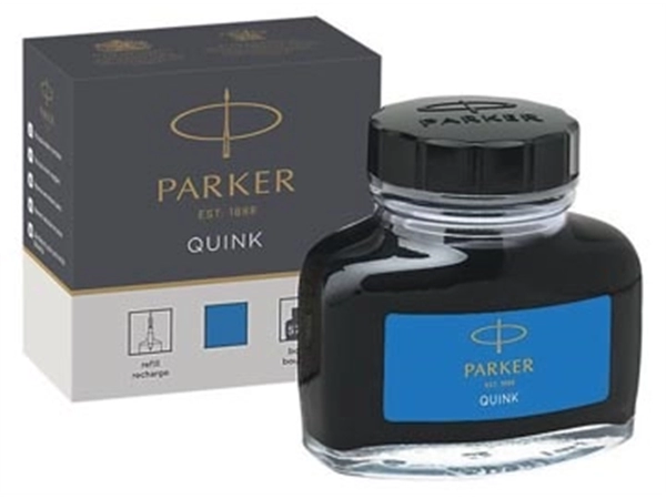 Een Parker Quink inktpot koningsblauw koop je bij Muys Kantoor & Kado