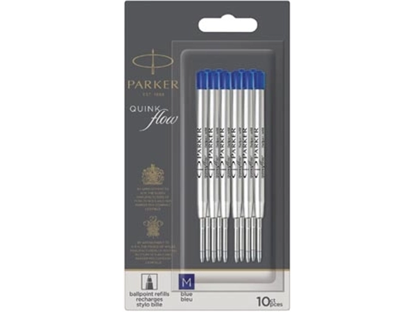 Een Parker Quinkflow vulling voor balpen, medium, blauw, blister met 10 stuks koop je bij Muys Kantoor & Kado