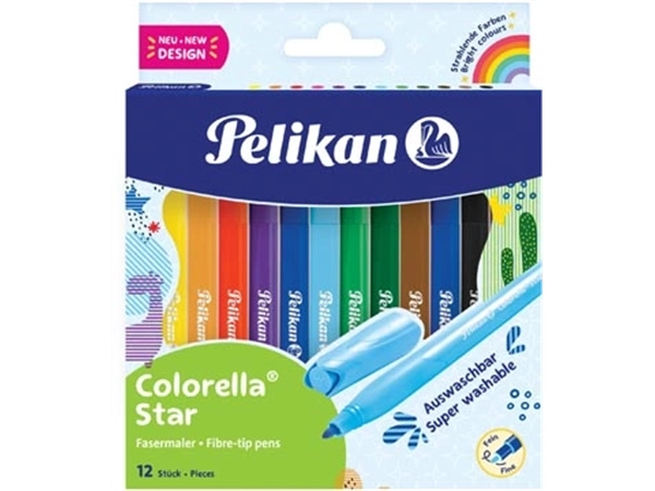 Een Pelikan Colorella Star viltstift, etui van 12 stuks koop je bij Muys Kantoor & Kado