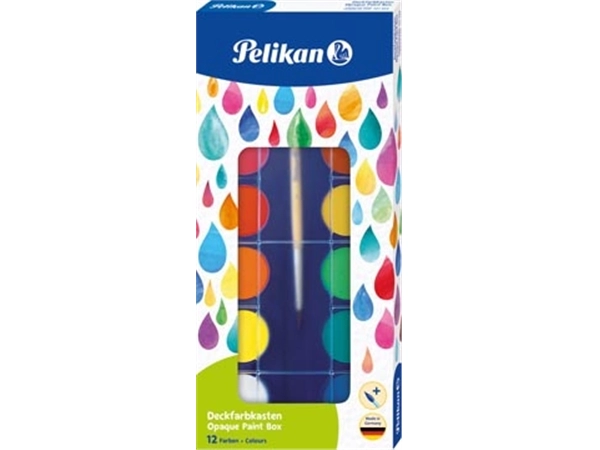 Een Pelikan verfdoos plakkaatverf Paintbox 12 napjes koop je bij Muys Kantoor & Kado