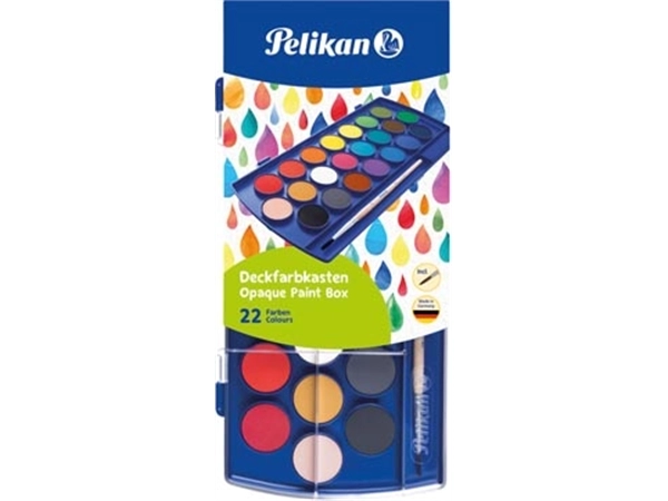 Een Pelikan verfdoos plakkaatverf Paintbox 22 napjes koop je bij Muys Kantoor & Kado