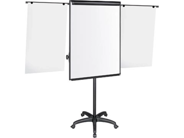 Een Pergamy Excellence mobiele magnetische flipchart met papierklem en 2 uitschuifbare armen ft 107 x 75 cm koop je bij Muys Kantoor & Kado