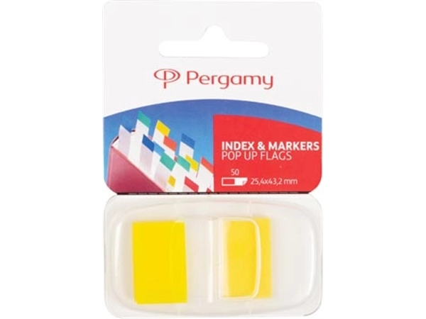 Een Pergamy index ft 43 x 25 mm, geel koop je bij Muys Kantoor & Kado