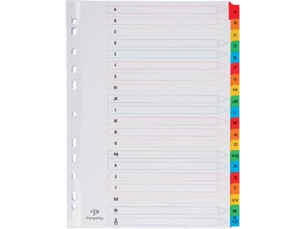 Een Pergamy tabbladen met indexblad, ft A4, 11-gaatsperforatie, geassorteerde kleuren, A-Z 20 met tabs koop je bij Muys Kantoor & Kado