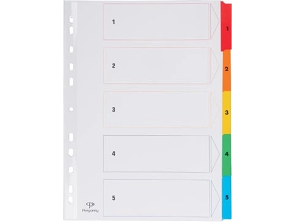 Een Pergamy tabbladen met indexblad, ft A4, 11-gaatsperforatie, geassorteerde kleuren, set 1-5 koop je bij Muys Kantoor & Kado