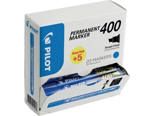 Een Pilot permanent marker 400, XXL doos met 15 + 5 stuks, blauw koop je bij Muys Kantoor & Kado