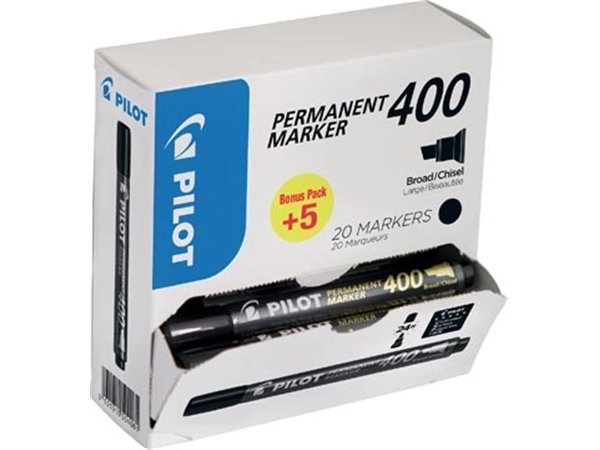 Een Pilot permanent marker 400, XXL doos met 15 + 5 stuks, zwart koop je bij Muys Kantoor & Kado