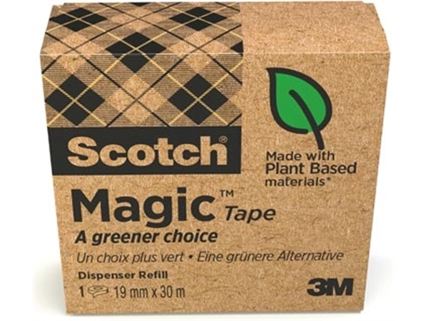 Een Plakband Magic Tape A greener choice ft 19 mm x 30 m, doos met 1 rolletje koop je bij Muys Kantoor & Kado