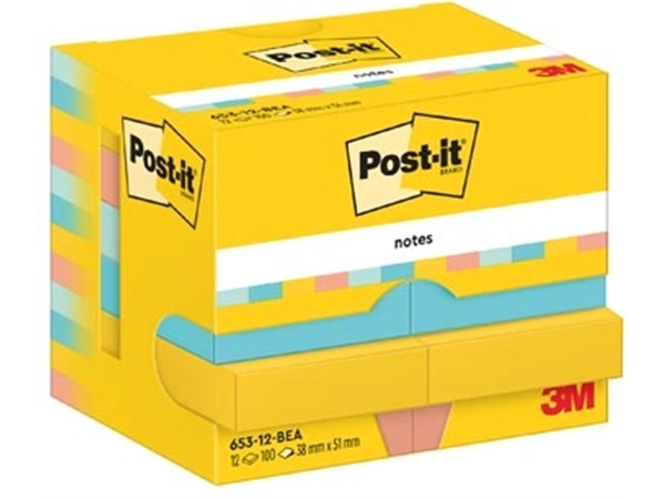 Een Post-It Notes Beachside, 100 vel, ft 38 x 51 mm, pak van 12 blokken koop je bij Muys Kantoor & Kado