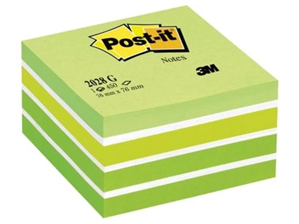 Een Post-It Notes kubus, 450vel, ft 76 x 76 mm, groen koop je bij Muys Kantoor & Kado