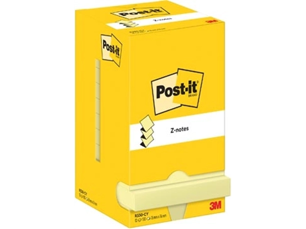 Een Post-It Z-Notes , 100 vel, ft 76 x 76 mm, geel, pak van 12 blokken koop je bij Muys Kantoor & Kado