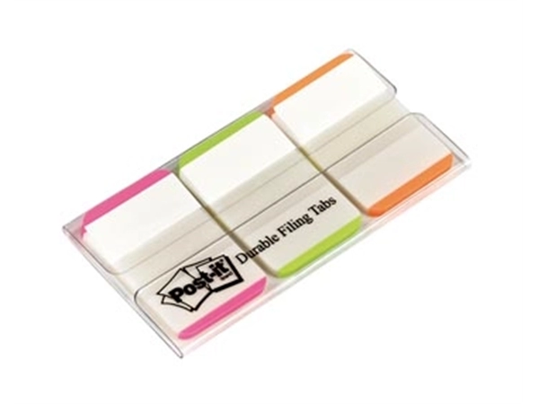 Een Post-it Index Strong, , ft 25,4 x 38 mm, wit met gekleurde rand, 3 kleuren, 22 tabs per kleur koop je bij Muys Kantoor & Kado