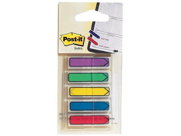 Een Post-it Index pijltjes, blister met 5 kleuren, 24 blaadjes per kleur koop je bij Muys Kantoor & Kado