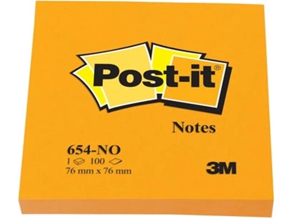 Een Post-it Notes, 100 vel, ft 76 x 76 mm, neonoranje koop je bij Muys Kantoor & Kado