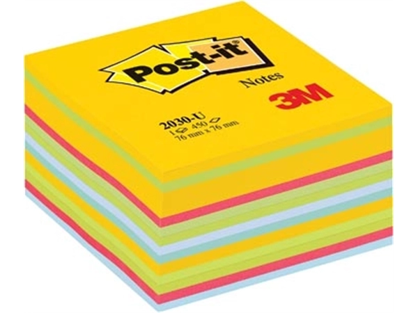 Een Post-it Notes kubus, 450 vel, ft 76 x 76 mm, geassorteerde kleuren ultra koop je bij Muys Kantoor & Kado