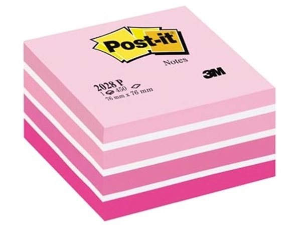 Een Post-it Notes kubus, 450 vel, t 76 x 76 mm, roze koop je bij Muys Kantoor & Kado