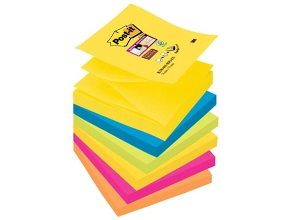 Een Post-it Super Sticky Z-notes Carnival, 90 vel, ft 76 x 76 mm, pak van 6 blokken koop je bij Muys Kantoor & Kado