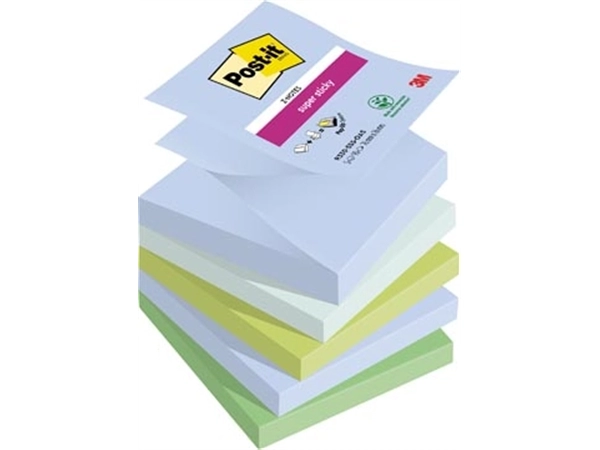 Een Post-it Super Sticky Z-notes Oasis, 90 vel, ft 76 x 76 mm, geassorteerde kleuren, pak van 5 blokken koop je bij Muys Kantoor & Kado