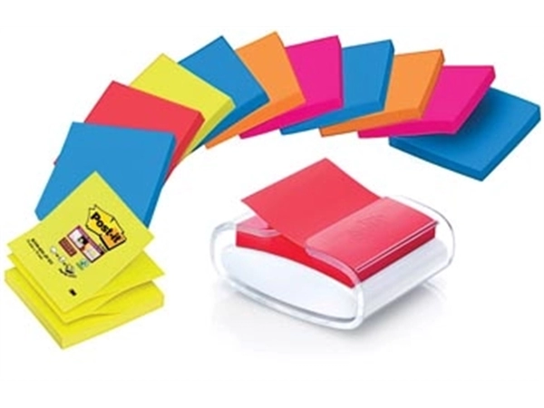 Een Post-it Super Sticky Z-notes dispenser Pro Color wit, voor ft 76 x 76 mm, inclusief 12 blokken van 90 vel koop je bij Muys Kantoor & Kado