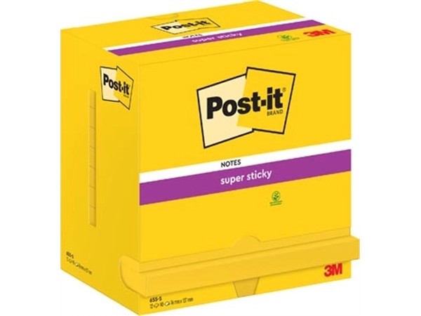 Een Post-it Super Sticky notes, 90 vel, ft 76 x 127 mm, pak van 12 blokken, neongeel koop je bij Muys Kantoor & Kado