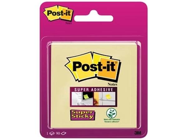 Een Post-it Super Sticky notes, 90 vel, ft 76 x 76 mm, geel koop je bij Muys Kantoor & Kado