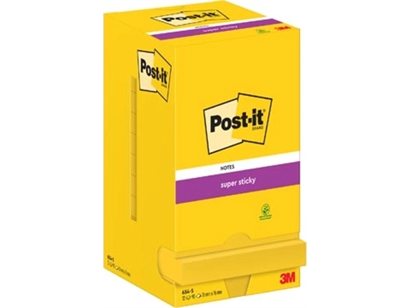 Een Post-it Super Sticky notes, 90 vel, ft 76 x 76 mm, pak van 12 blokken, neongeel koop je bij Muys Kantoor & Kado