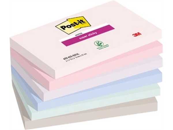 Een Post-it Super Sticky notes Soulful, 90 vel, ft 76 x 127 mm, geassorteerde kleuren, pak van 6 blokken koop je bij Muys Kantoor & Kado