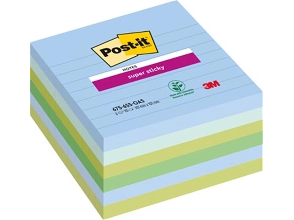 Een Post-it Super Sticky notes XL Oasis, 90 vel, ft 101 x 101 mm, gelijnd, geassorteerde kleuren, pak van 6 b koop je bij Muys Kantoor & Kado