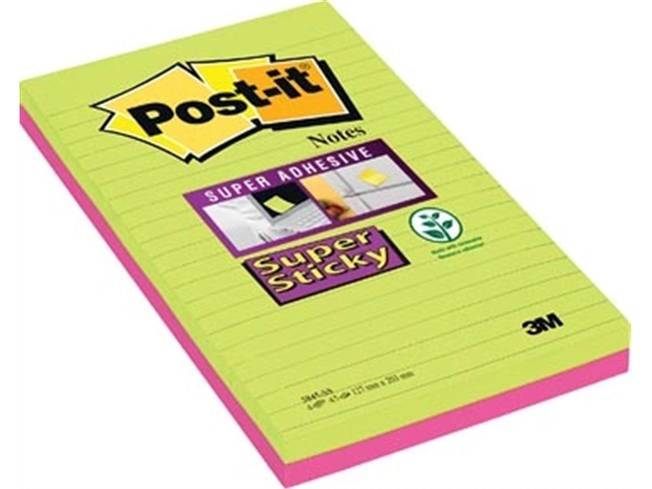 Een Post-it Super Sticky notes XXXL, 45 vel, ft 127 x 203 mm, geassorteerde kleuren, pak van 2 blokken koop je bij Muys Kantoor & Kado