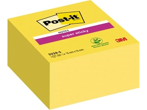 Een Post-it Super Sticky notes kubus, 350 vel, ft 76 x 76 mm, neongeel koop je bij Muys Kantoor & Kado