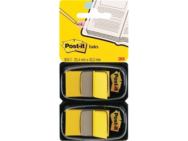 Een Post-it index standaard, ft 24,4 x 43,2 mm, houder met 2 x 50 tabs, geel koop je bij Muys Kantoor & Kado