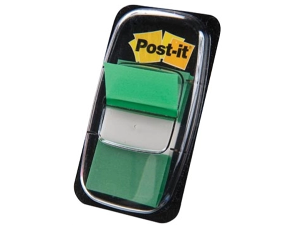 Een Post-it index standaard, ft 24,4 x 43,2 mm, houder met 50 tabs, groen koop je bij Muys Kantoor & Kado