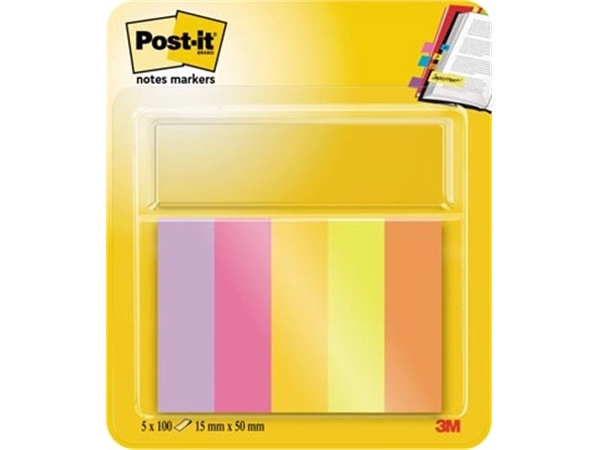 Een Post-it notes markers Energetic, ft 15 x 50 mm, blister met 5 blokjes van 50 tabs koop je bij Muys Kantoor & Kado