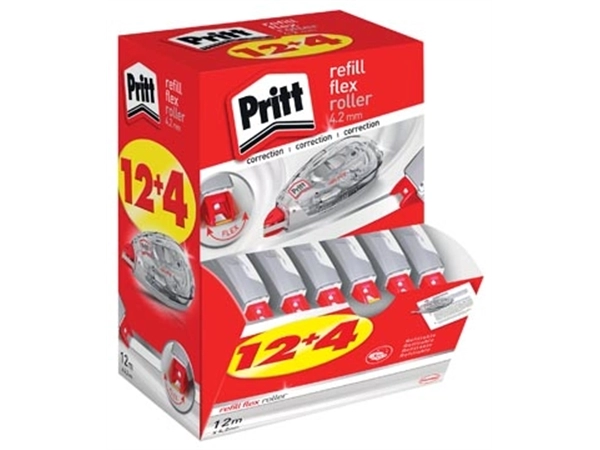 Een Pritt correctieroller Refill Flex 4,2 mm x 12 m, doos 12 + 4 gratis koop je bij Muys Kantoor & Kado