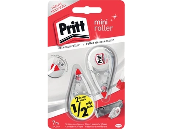 Een Pritt mini correctieroller, blister met 2 stuks waarvan 2de aan halve prijs koop je bij Muys Kantoor & Kado