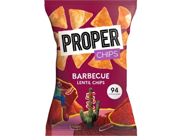 Een Proper lentil chips Barbecue, zak van 20 g koop je bij Muys Kantoor & Kado