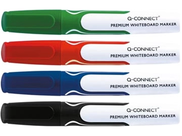 Een Q-CONNECT Premium whiteboard marker, ronde punt, set van 4 stuks in geassorteerde kleuren koop je bij Muys Kantoor & Kado