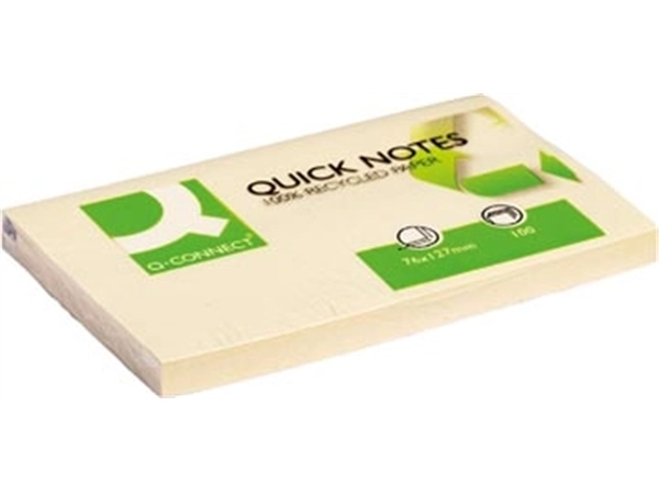 Een Q-CONNECT Quick Notes Recycled, ft 76 x 127 mm, 100 vel, geel koop je bij Muys Kantoor & Kado