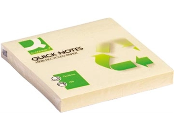 Een Q-CONNECT Quick Notes Recycled, ft 76 x 76 mm, 100 vel, geel koop je bij Muys Kantoor & Kado