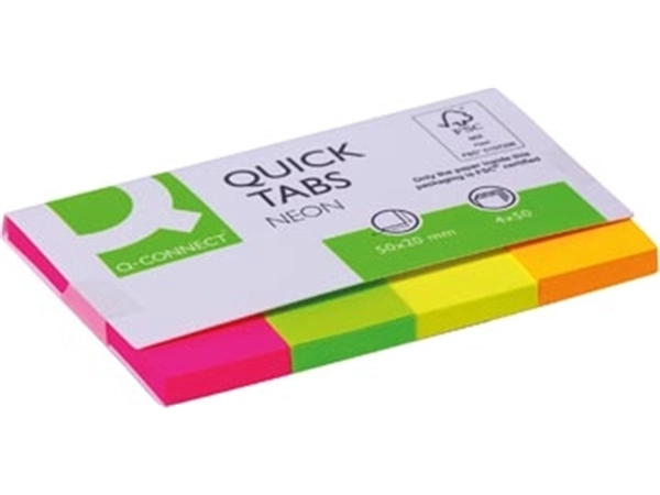 Een Q-CONNECT Quick Tabs, ft 20 x 50 mm, 4 x 50 tabs, geassorteerde kleuren koop je bij Muys Kantoor & Kado