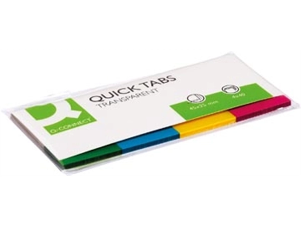 Een Q-CONNECT Quick Tabs, ft 25 x 45 mm, 4 x 40 tabs, geassorteerde kleuren koop je bij Muys Kantoor & Kado