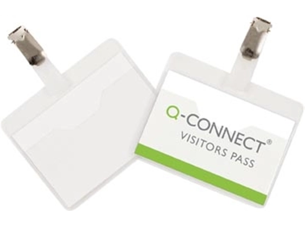 Een Q-CONNECT badge met clip 90 x 60 mm, doos van 25 stuks koop je bij Muys Kantoor & Kado