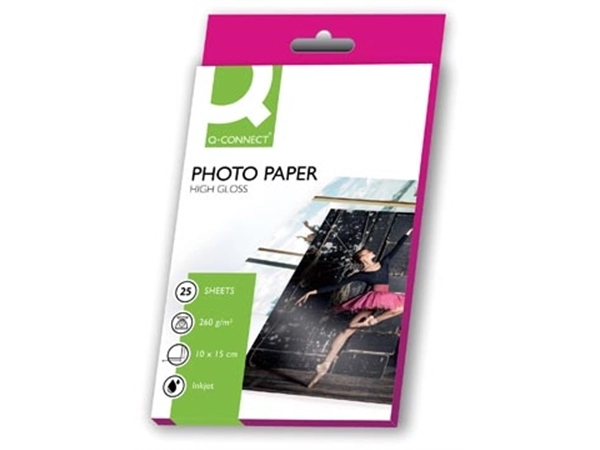 Een Q-CONNECT fotopapier, ft 10 x 15 cm, 260 g, pak van 25 vel koop je bij Muys Kantoor & Kado