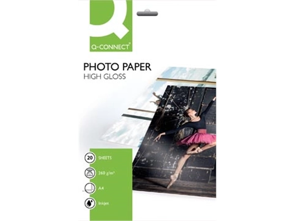 Een Q-CONNECT fotopapier, ft A4, 260 g, pak van 20 vel koop je bij Muys Kantoor & Kado