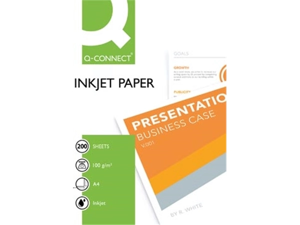 Een Q-CONNECT inkjet papier, ft A4, 100 g, pak van 200 vel, wit koop je bij Muys Kantoor & Kado